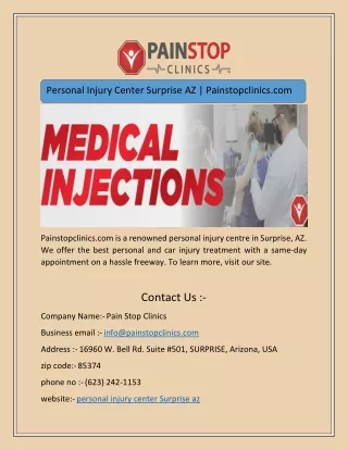 Personal Injury Center Surprise AZ | Painstopclinics.com