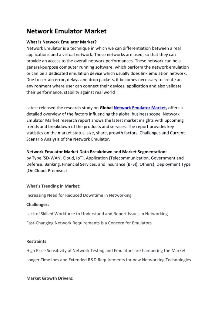 network emulator market