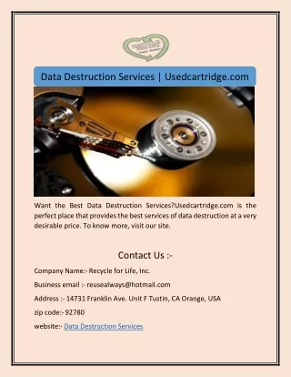 Data Destruction Services | Usedcartridge.com