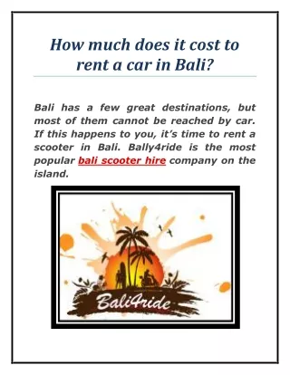 How much does it cost to rent a car in Bali