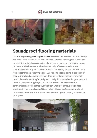 Soundproof Flooring Materials