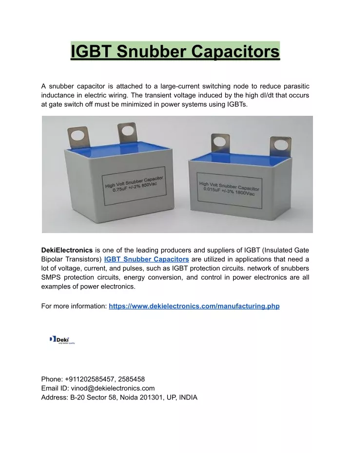 igbt snubber capacitors