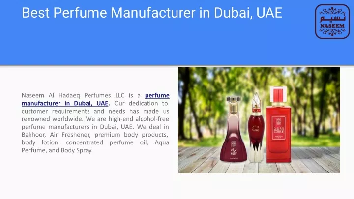 best perfume manufacturer in dubai uae