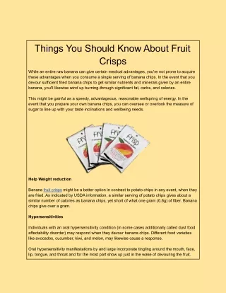 Things You Should Know About Fruit Crisps