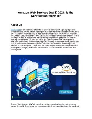 amazon web services aws 2021 is the certification