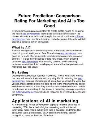 future prediction comparison rating for marketing