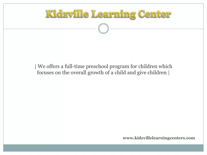 kidzville learning center