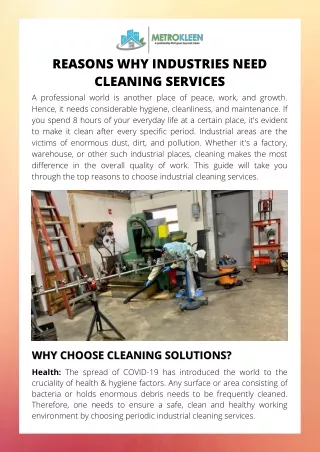Reasons Why Industries Need Cleaning Services