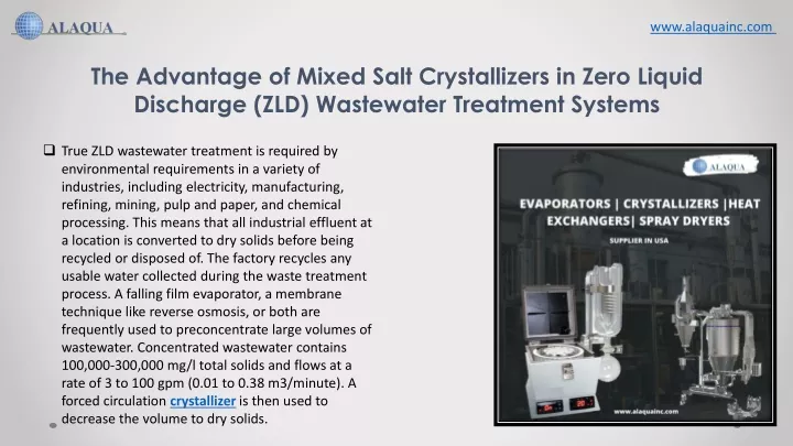 the advantage of mixed salt crystallizers in zero liquid discharge zld wastewater treatment systems