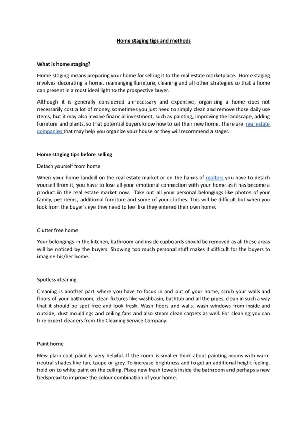 Home staging tips and methods