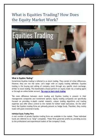 what is equities trading how does the equity market work