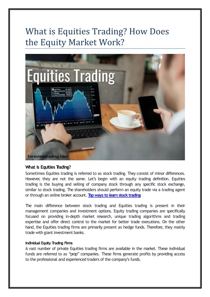 what is equities trading how does the equity market work
