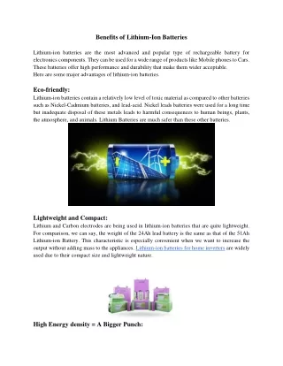 benefits of lithium ion batteries