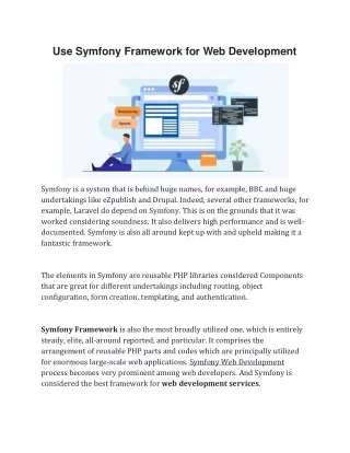 use symfony framework for web development