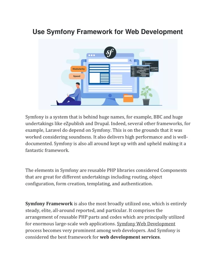 use symfony framework for web development