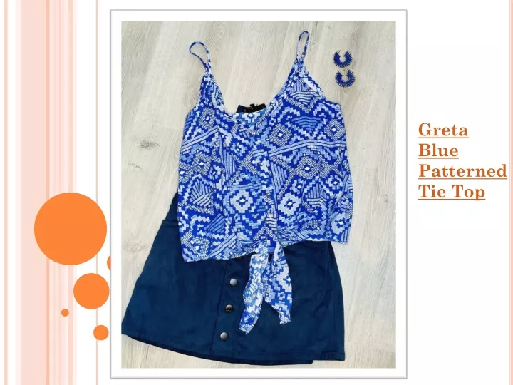 greta blue patterned tie top