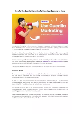 How To Use Guerilla Marketing To Grow Your Ecommerce Store