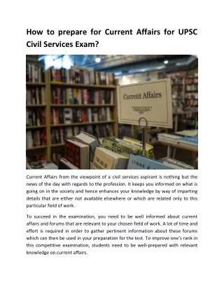 how to prepare for current affairs for upsc civil