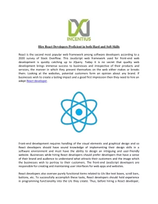 Hire React Developers Proficient in both Hard and Soft Skills