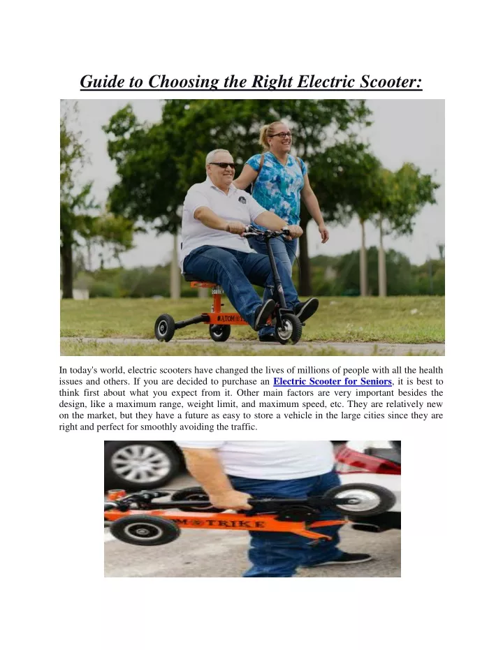 guide to choosing the right electric scooter