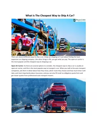 what is the cheapest way to ship a car