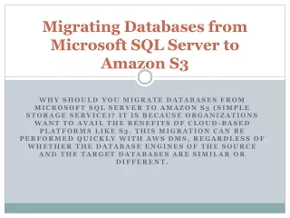 Migrating Databases from Microsoft SQL Server to Amazon S3