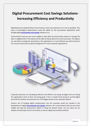 Digital Procurement Cost Savings Solutions- Increasing Efficiency and Productivity