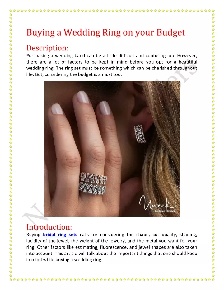 buying a wedding ring on your budget description