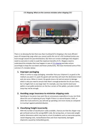 LTL Shipping - What are the common mistakes when shipping LTL