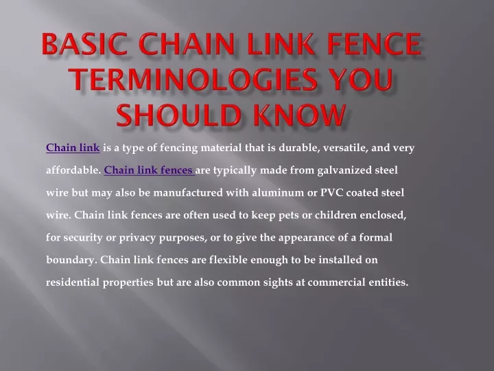 basic chain link fence terminologies you should know