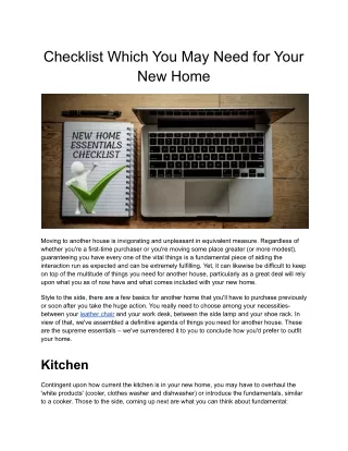 checklist which you may need for your new home