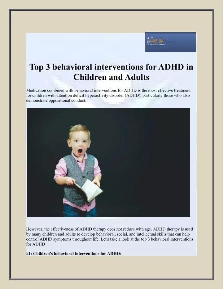top 3 behavioral interventions for adhd