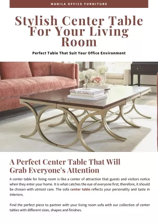 Spruce up your living room with Center Tables
