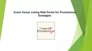 Event Venue Listing Web Portal for Promotional  Strategies