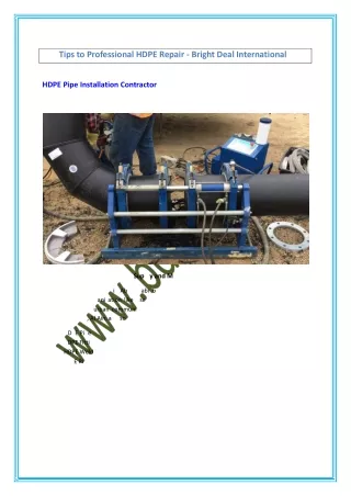 Tips to Professional HDPE Repair – Bright Deal International