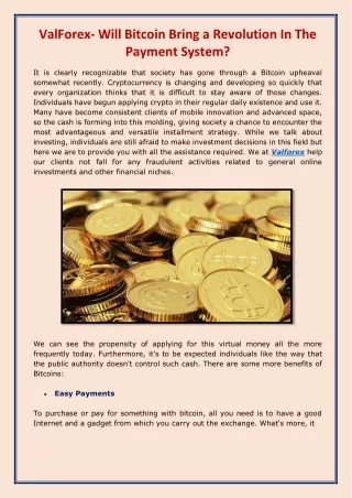 valforex will bitcoin bring a revolution
