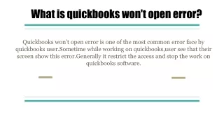 what is quickbooks won t open error
