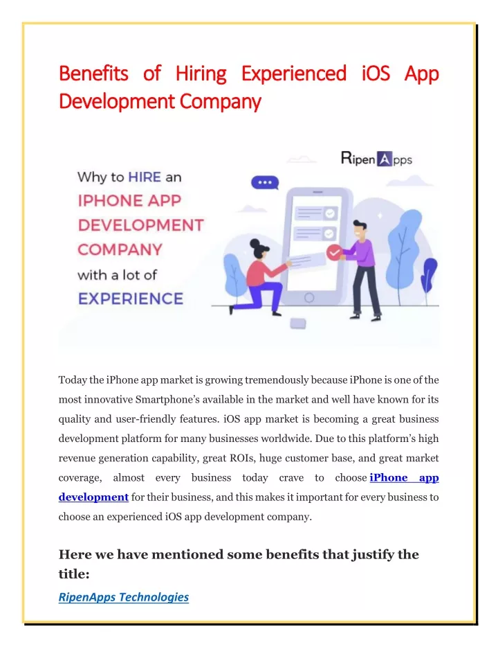 benefits of hiring experienced ios app benefits