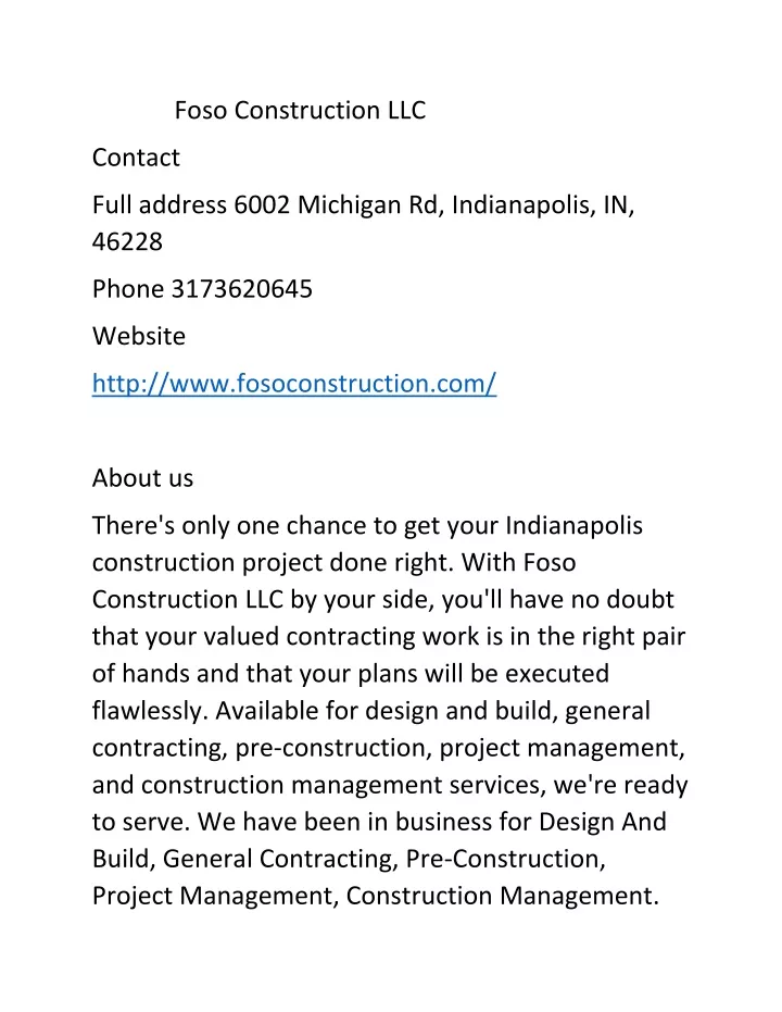 foso construction llc