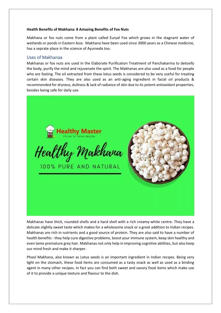 health benefits of makhana 8 amazing benefits