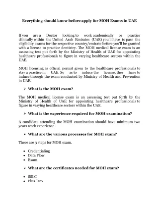 everything should know before apply for moh exams