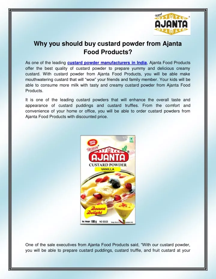 why you should buy custard powder from ajanta