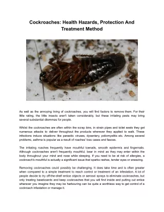 cockroaches health hazards protection
