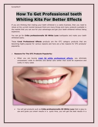 How To Get Professional teeth Whiting Kits For Better Effects