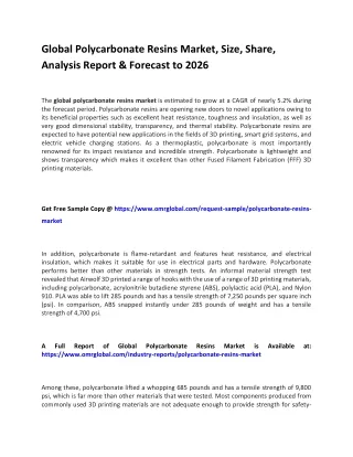 global polycarbonate resins market size share