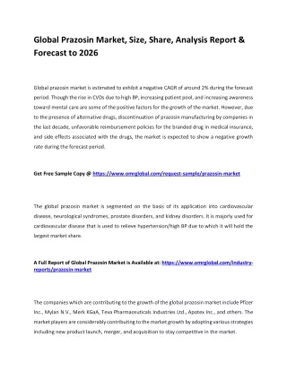 global prazosin market size share analysis report