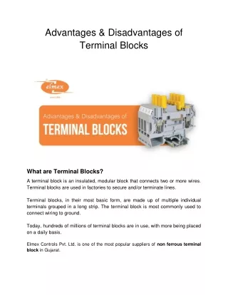 advantages disadvantages of terminal blocks