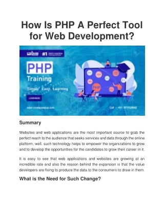 How Is PHP A Perfect Tool for Web Development?