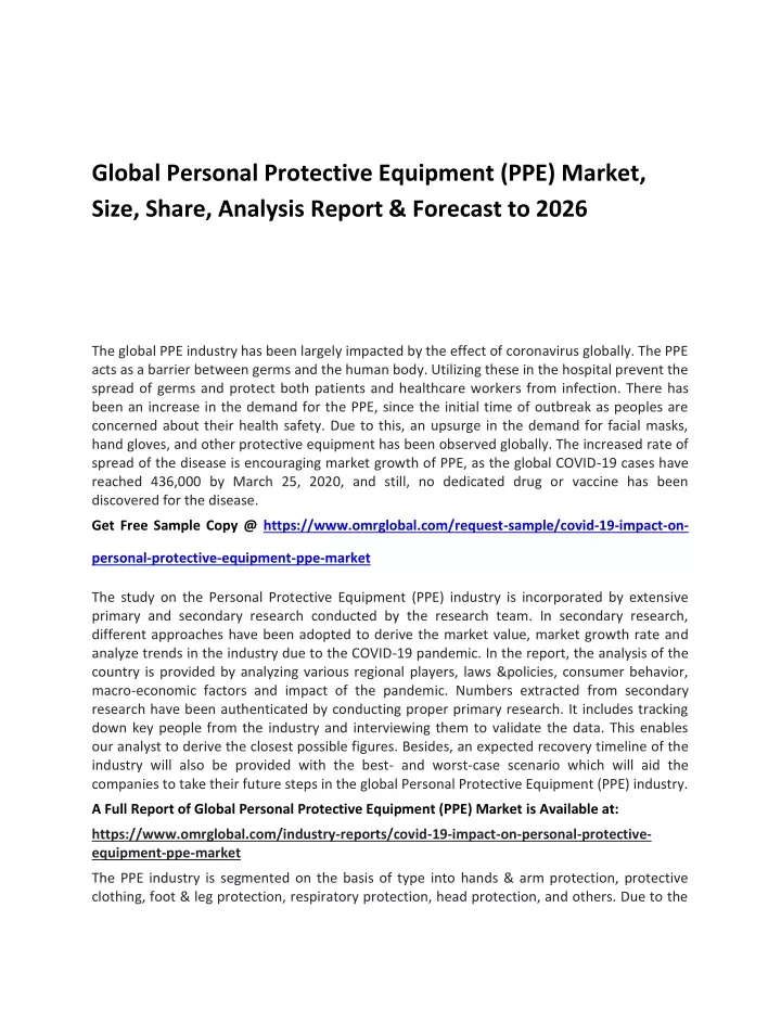 global personal protective equipment ppe market