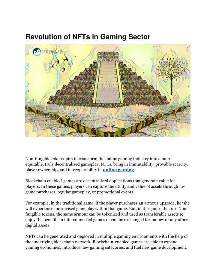 revolution of nfts in gaming sector